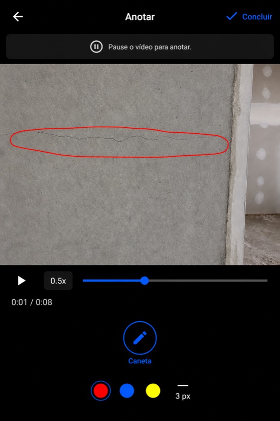 Anotar vídeo — pause e use a Caneta