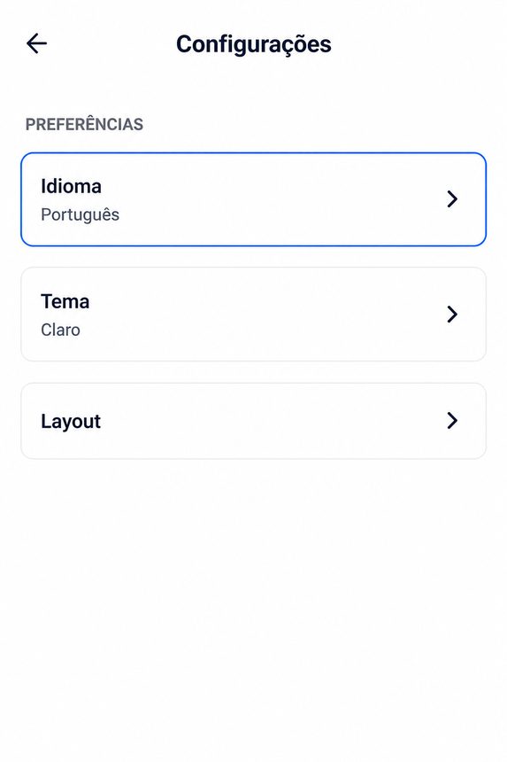 Abrir Idioma em Configurações